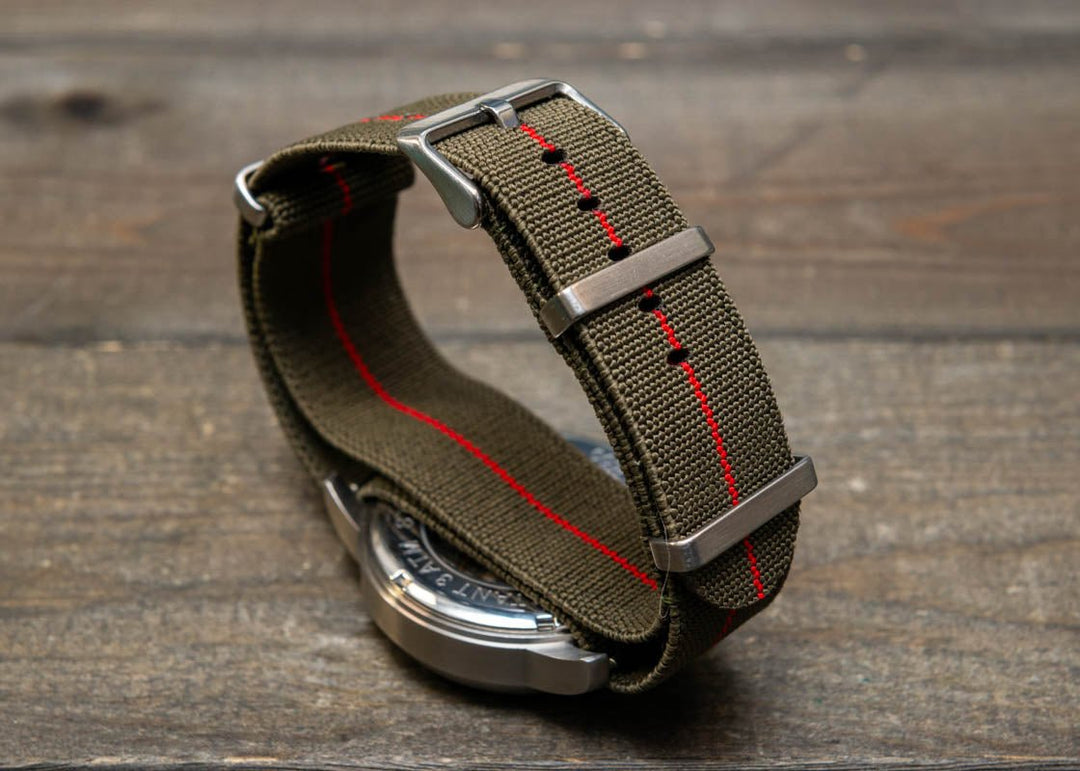 Military Stretch Nylon Watch Strap, Army Style Single Pass Watch Band by FinWatchStraps®,watch lugs 20 mm,22 mm. - finwatchstraps
