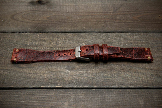 Pilot Leather Watch Strap, Aviator model, Military style tapered model - finwatchstraps