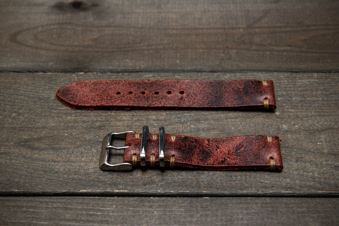 Suede vintage leather watch strap (Heritage), handmade in Finland - finwatchstraps