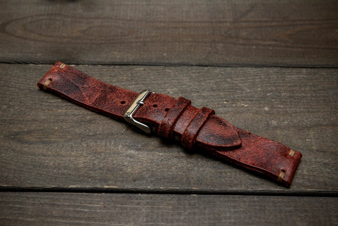 Suede vintage leather watch strap (Heritage), handmade in Finland - finwatchstraps