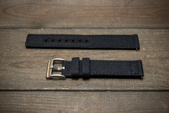 Army premium canvas watch strap, canvas watch band. Handmade in Finland - 20 mm, 22 mm. - finwatchstraps