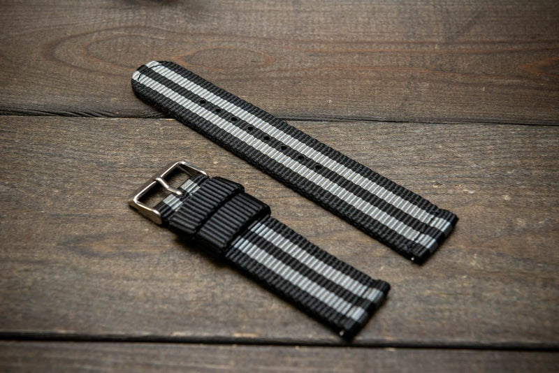 Bond Style Nylon Military Watch Strap, army two piece watch band, MoonSwatch Watch Strap. - finwatchstraps