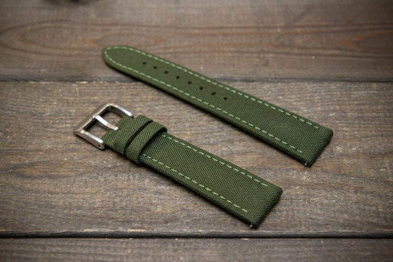 Cordura Canvas waterproof watch strap, Quick-release spring bars are installed, lined with Lorica eco-leather by FinWacthStraps® - finwatchstraps