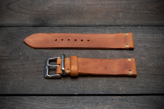 Italian leather watch band, Caramel color. Premium quality watch strap 16 mm, 17 mm, 18mm, 19 mm, 20 mm, 21 mm, 22mm, 23 mm, 24 mm, 25 mm, 26 mm - finwatchstraps