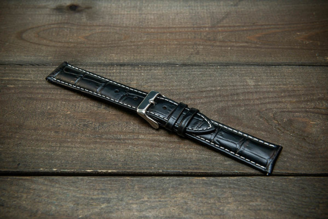 Leather watch strap, band made of calf leather with croc grain pattern 18, 19, 20, 21, 22 mm, Quick Release. - finwatchstraps