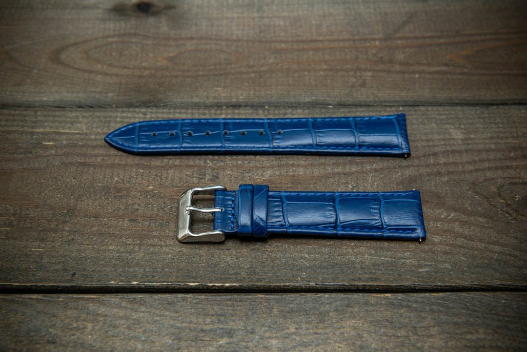 Leather watch strap, band made of calf leather with croc grain pattern 18, 19, 20, 21, 22 mm, Quick Release. - finwatchstraps