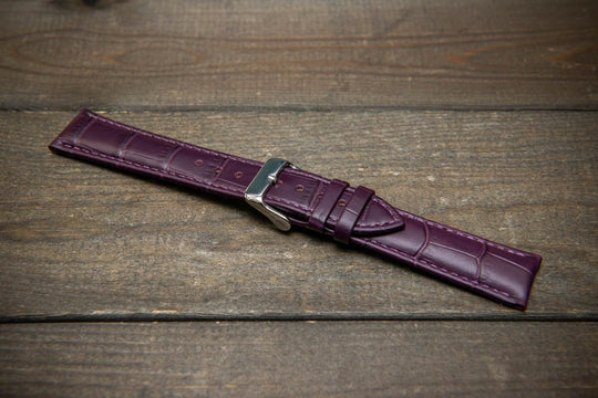 Leather watch strap, band made of calf leather with croc grain pattern 18-24 mm - finwatchstraps