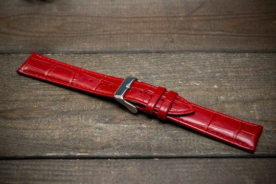 Leather watch strap, band made of calf leather with croc grain pattern 18-24 mm - finwatchstraps