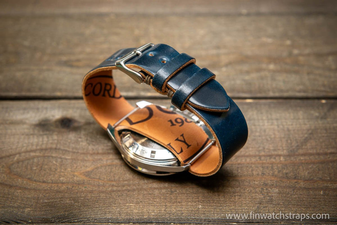 One piece Shell Cordovan watch strap. Handmade in Finland, 10-26 mm. - finwatchstraps