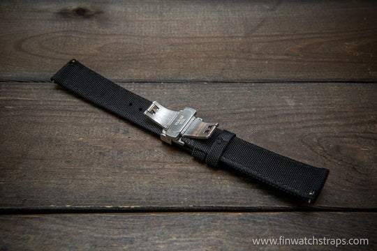 Sailcloth waterproof watch strap. Deployment clasp. - finwatchstraps