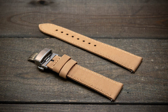 Sailcloth waterproof watch strap. Deployment clasp. - finwatchstraps