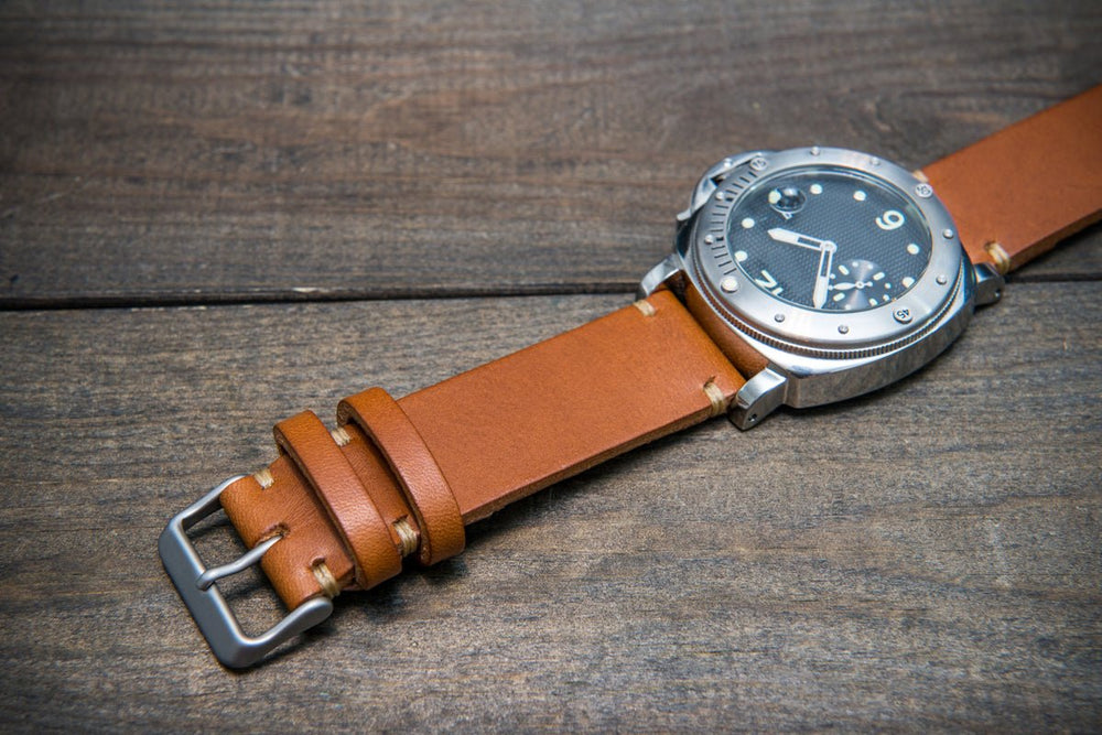 Natural Vegetable Tanned Buttero Leather Watch Strap Veg Tan 